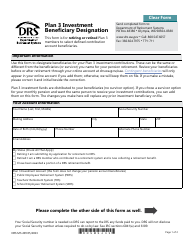 Form DRS MS499 Plan 3 Investment Beneficiary Designation - Washington