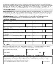 Form DRS MS499 Plan 3 Investment Beneficiary Designation - Washington, Page 2