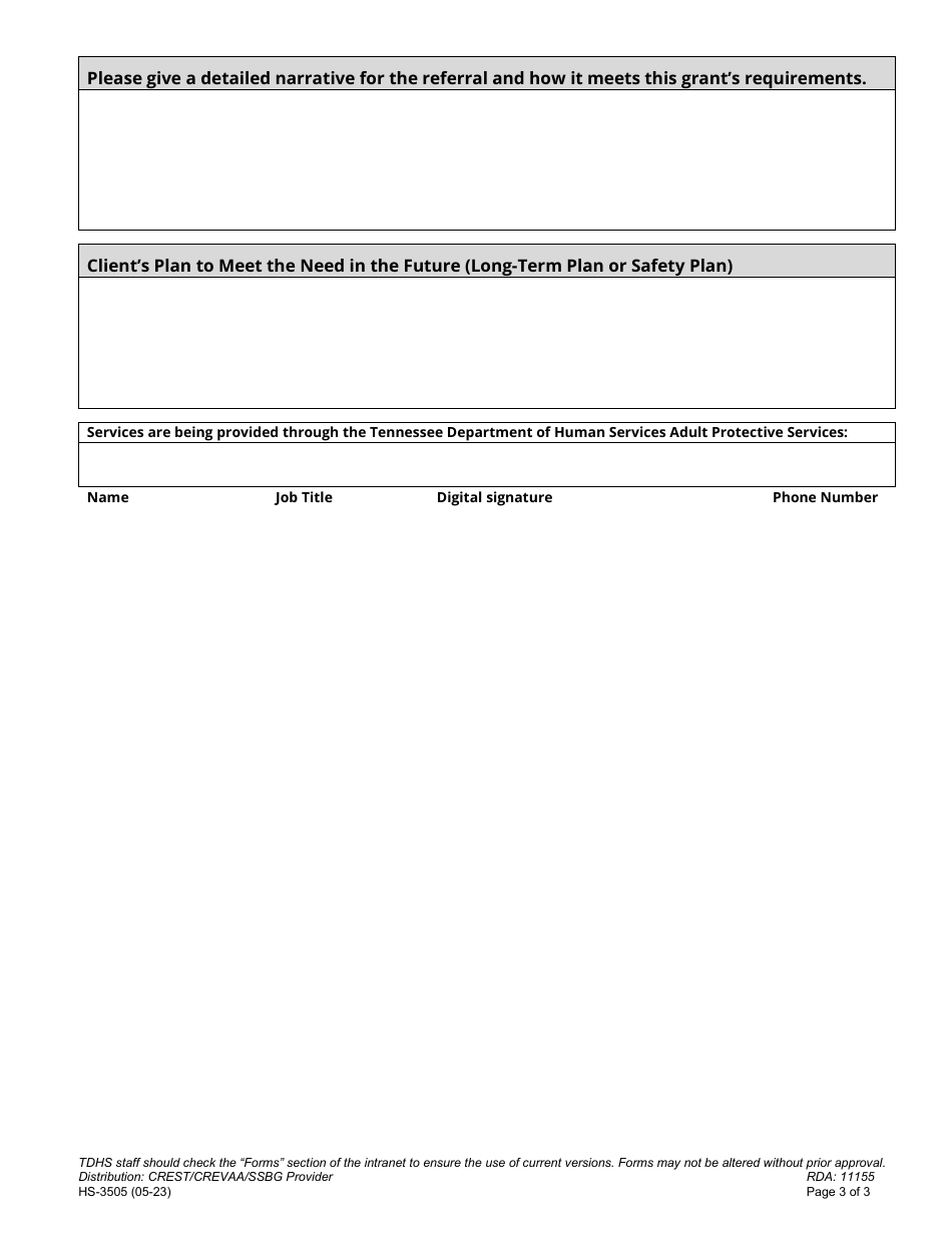 Form HS-3505 Crest / Crevaa / Specific Assistance Referral - Tennessee, Page 3