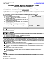 Formulario DCF-F-DWSC11053-S Solicitud Para Los Padres De Servicios De Manutencion De Menores - Wisconsin (Spanish)