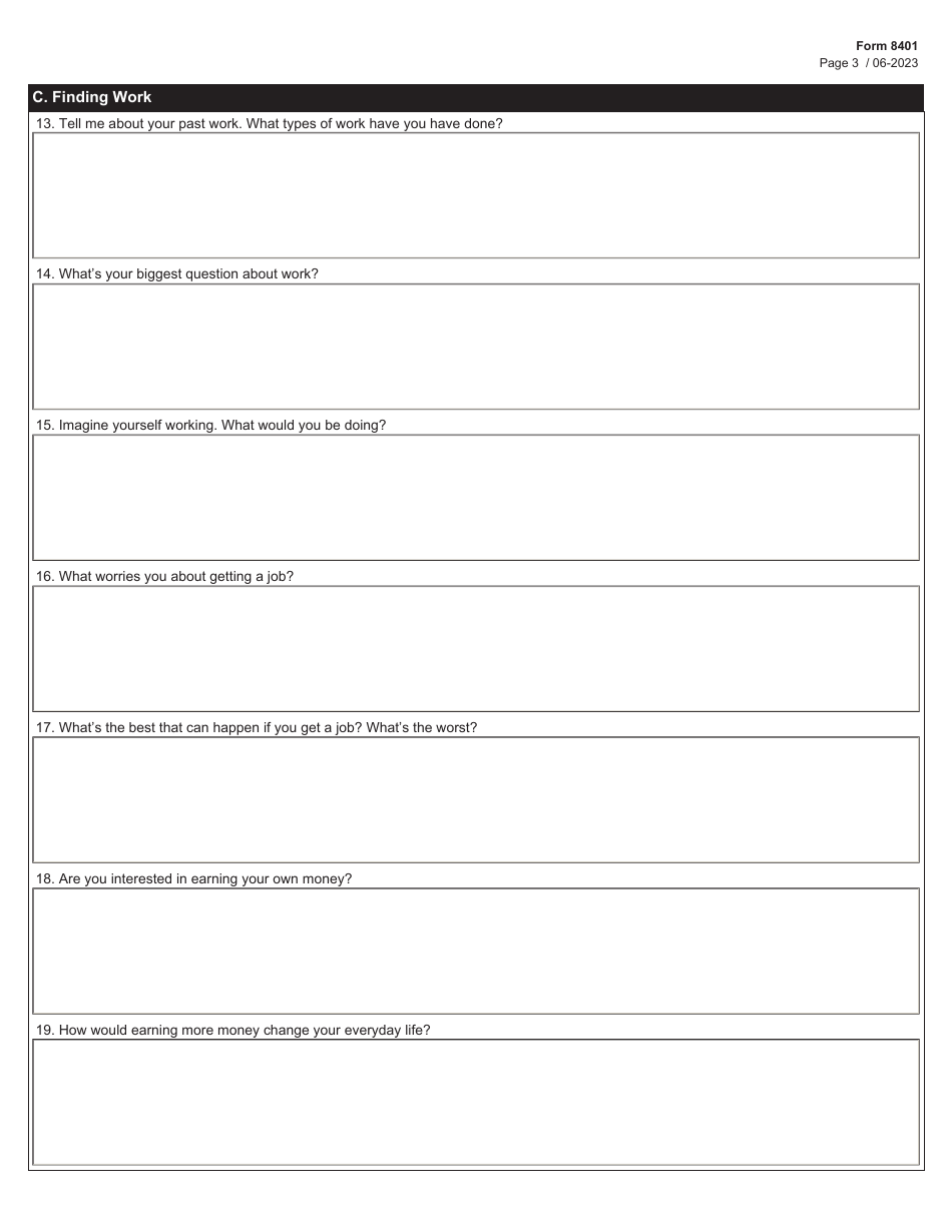 Form 8401 Employment First Uniform Assessment - Texas, Page 3