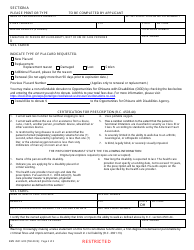 Form BMV4531 Application for Removable Windshield Placard for Active Duty Military/Veterans With Disabilities - Ohio, Page 2