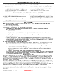Form BMV4826 Application for Disability Placards - Ohio, Page 2