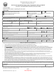 Document preview: Form BMV4809 Duplicate Registration Card, Transfer, Replacement Plates/Validation Sticker Application - Ohio