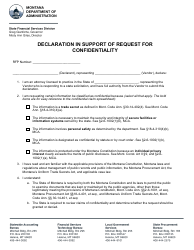 Declaration in Support of Request for Confidentiality - Montana