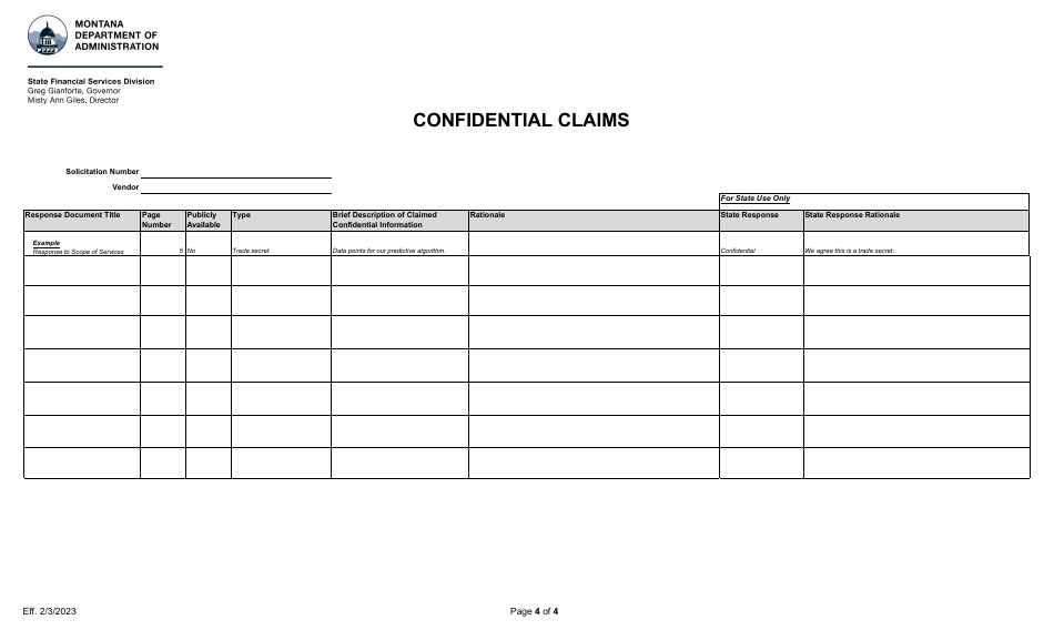 Declaration in Support of Request for Confidentiality - Montana, Page 4