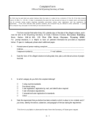 Hava Complaint Form - Wyoming