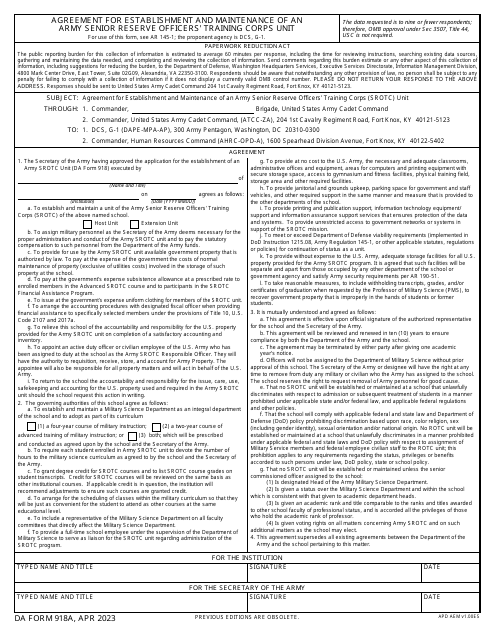 DA Form 918A  Printable Pdf