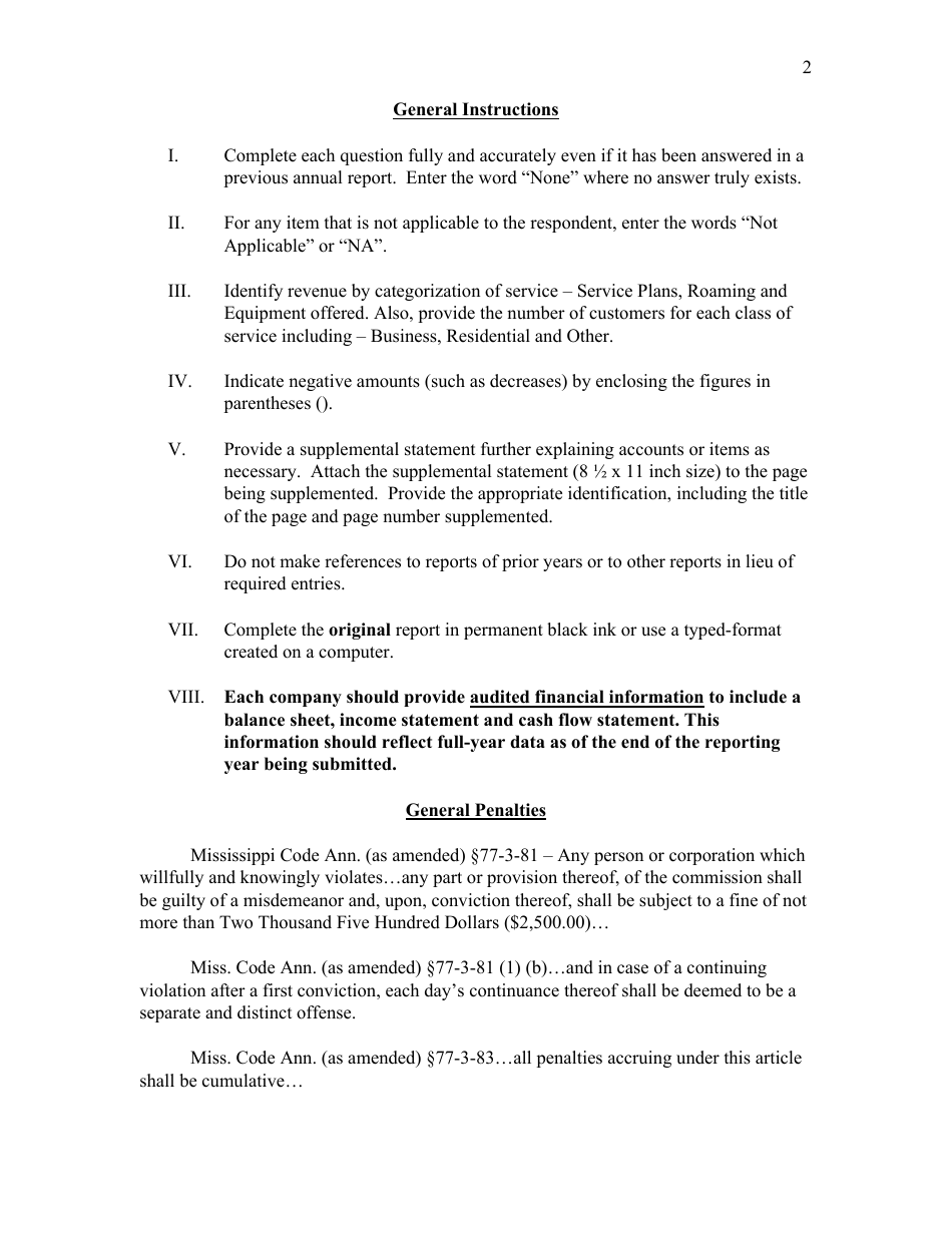 Wireless Eligible Telecommunications Carrier (Etc) Annual Report - Mississippi, Page 3