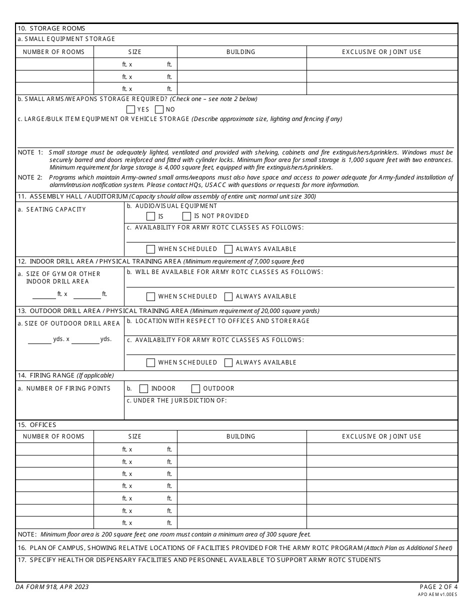 DA Form 918 Download Fillable PDF or Fill Online Application for ...