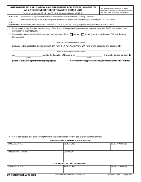 DA Form 918B  Printable Pdf