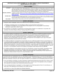 Document preview: DA Form 3540 Certificate and Acknowledgment of U.S. Army Reserve Service Requirements and Methods of Fulfillment
