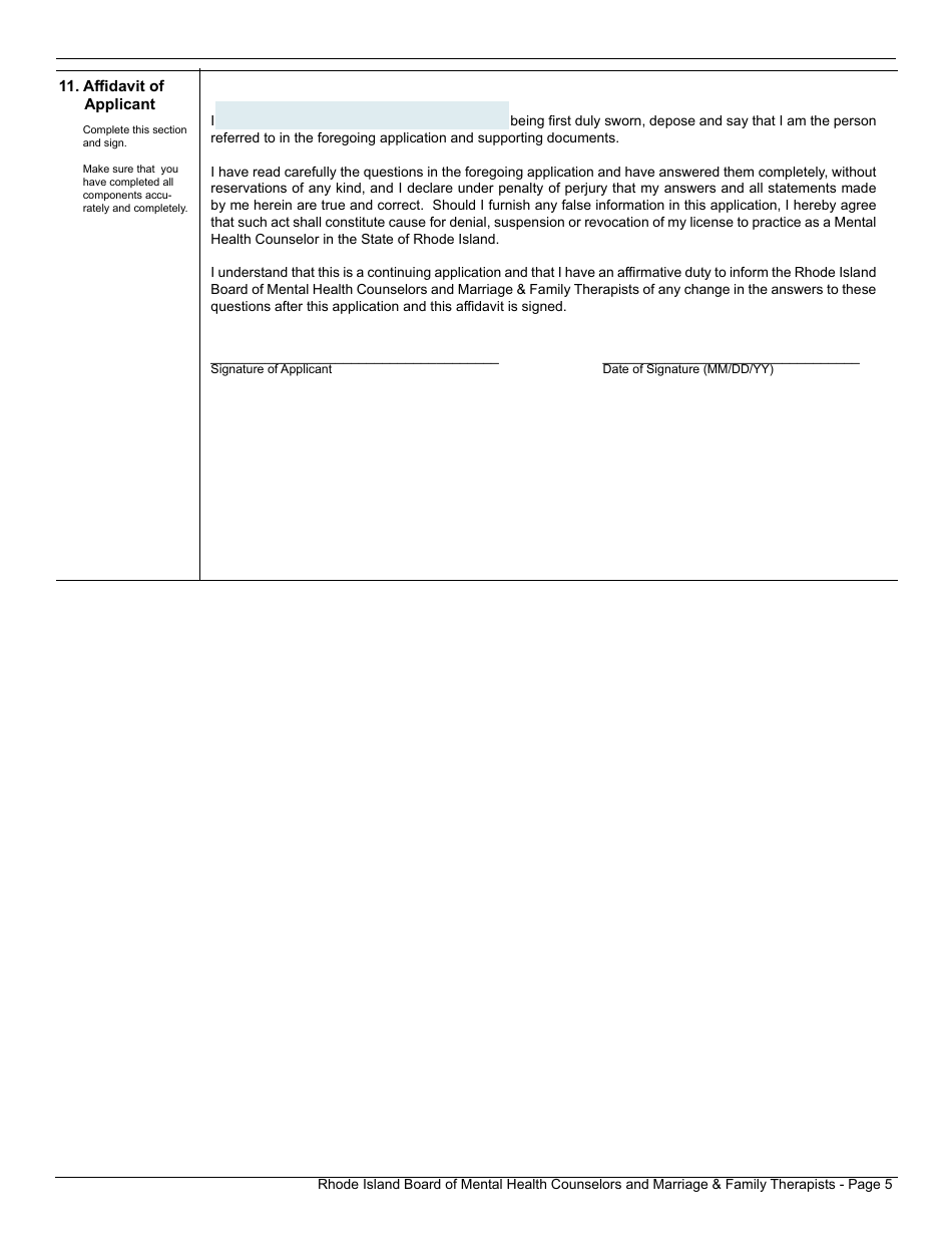 Application for License as a Mental Health Counselor Associate - Rhode Island, Page 5