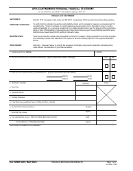 DA Form 5425 Applicant/Nominee Personal Financial Statement