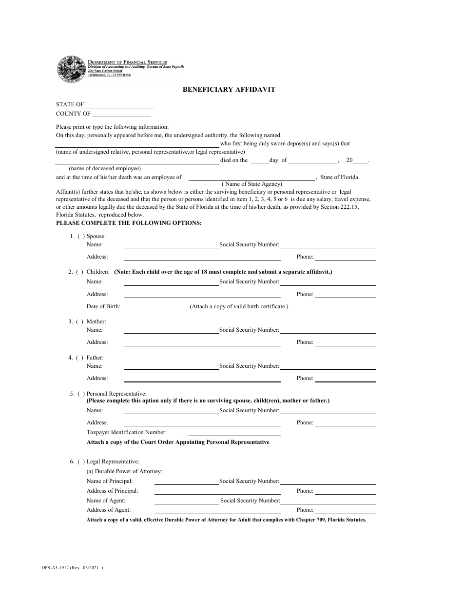 Form DFS-A3-1912 - Fill Out, Sign Online and Download Printable PDF ...