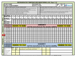 DOH Form 348-077 Temperature Monitoring Log - Washington