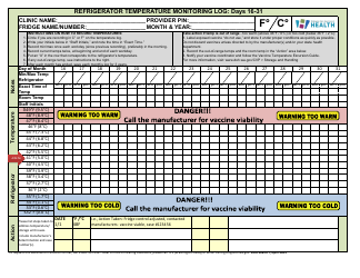 DOH Form 348-077 Temperature Monitoring Log - Washington, Page 2