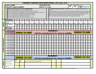 DOH Form 348-077 Temperature Monitoring Log - Washington, Page 4