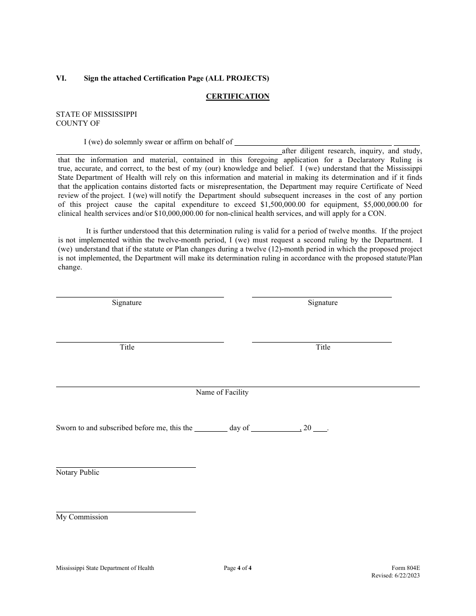 Form 804E Appendix D Determination of Reviewability Application Form - Mississippi, Page 4