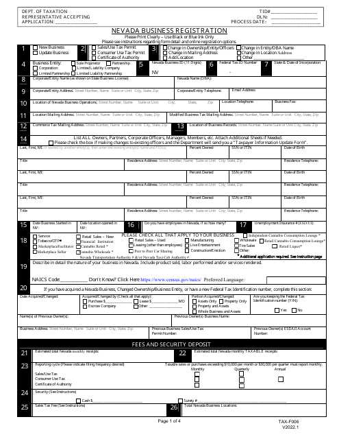 Form TAX-F006  Printable Pdf