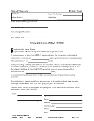 Document preview: Form DIV810 Felony Notification Affidavit - Minnesota