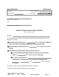 Form DIV410 Affidavit of Default (Without Children) - Minnesota