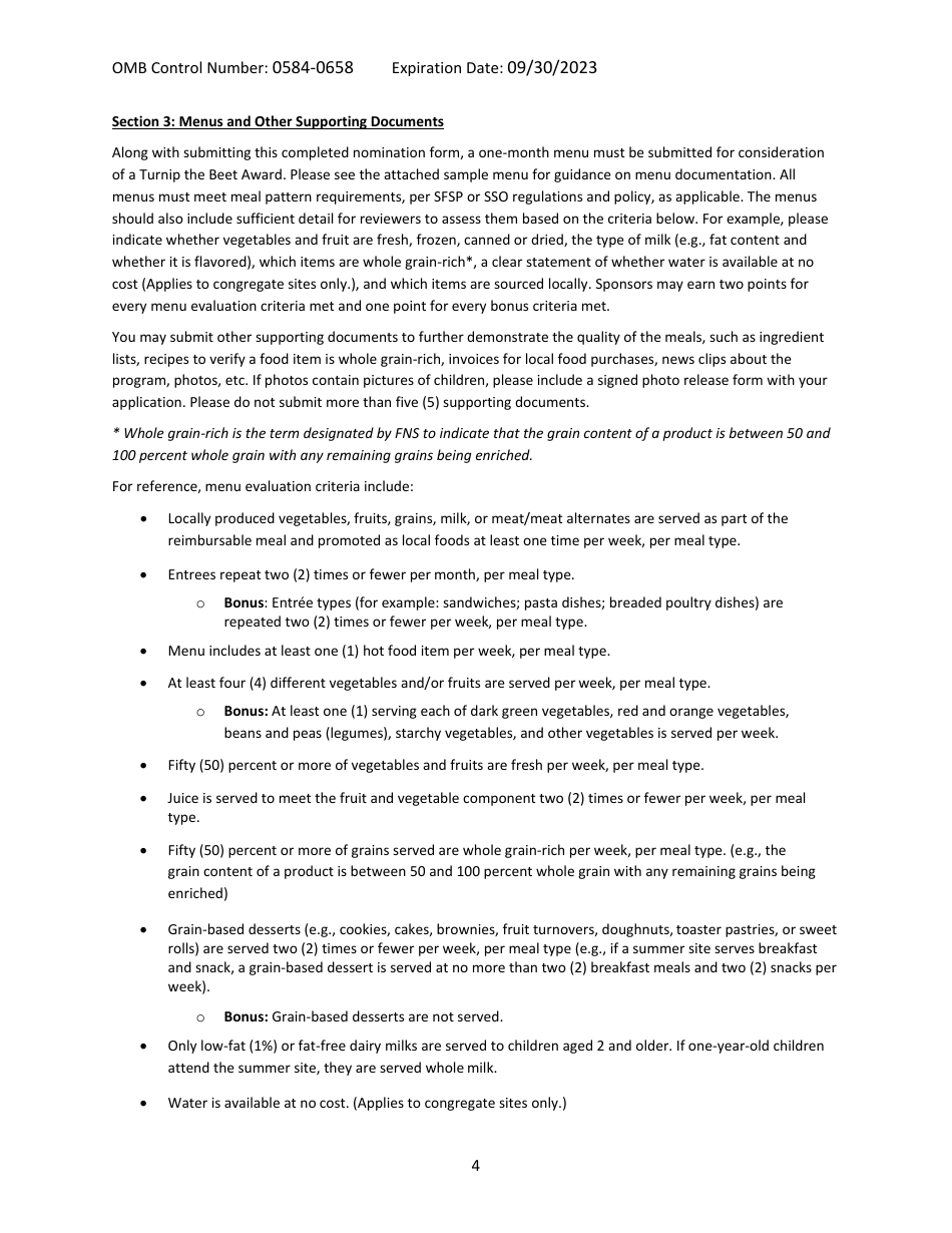Turnip the Beet: High Quality Meals in the Summer Meal Programs Nomination Form, Page 4