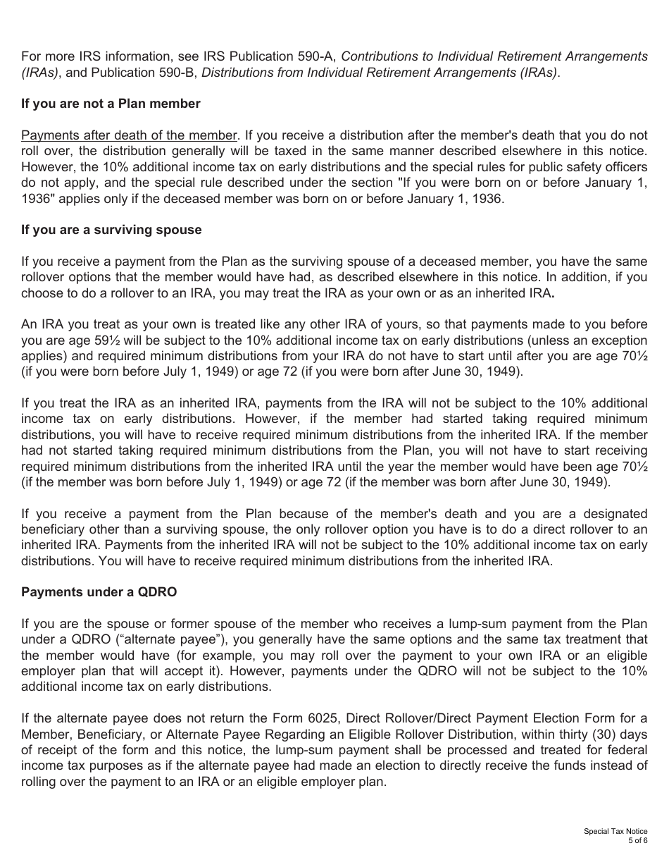 Form 6025 Direct Rollover / Direct Payment Election Form for a Member, Beneficiary, or Alternate Payee Regarding an Eligible Rollover Distribution - Kentucky, Page 7