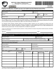Document preview: Form 6241 Employer Certification of Health Insurance for Health Insurance Reimbursement Plan - Kentucky