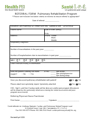 Referral Form - Pulmonary Rehabilitation Program - Rhode Island