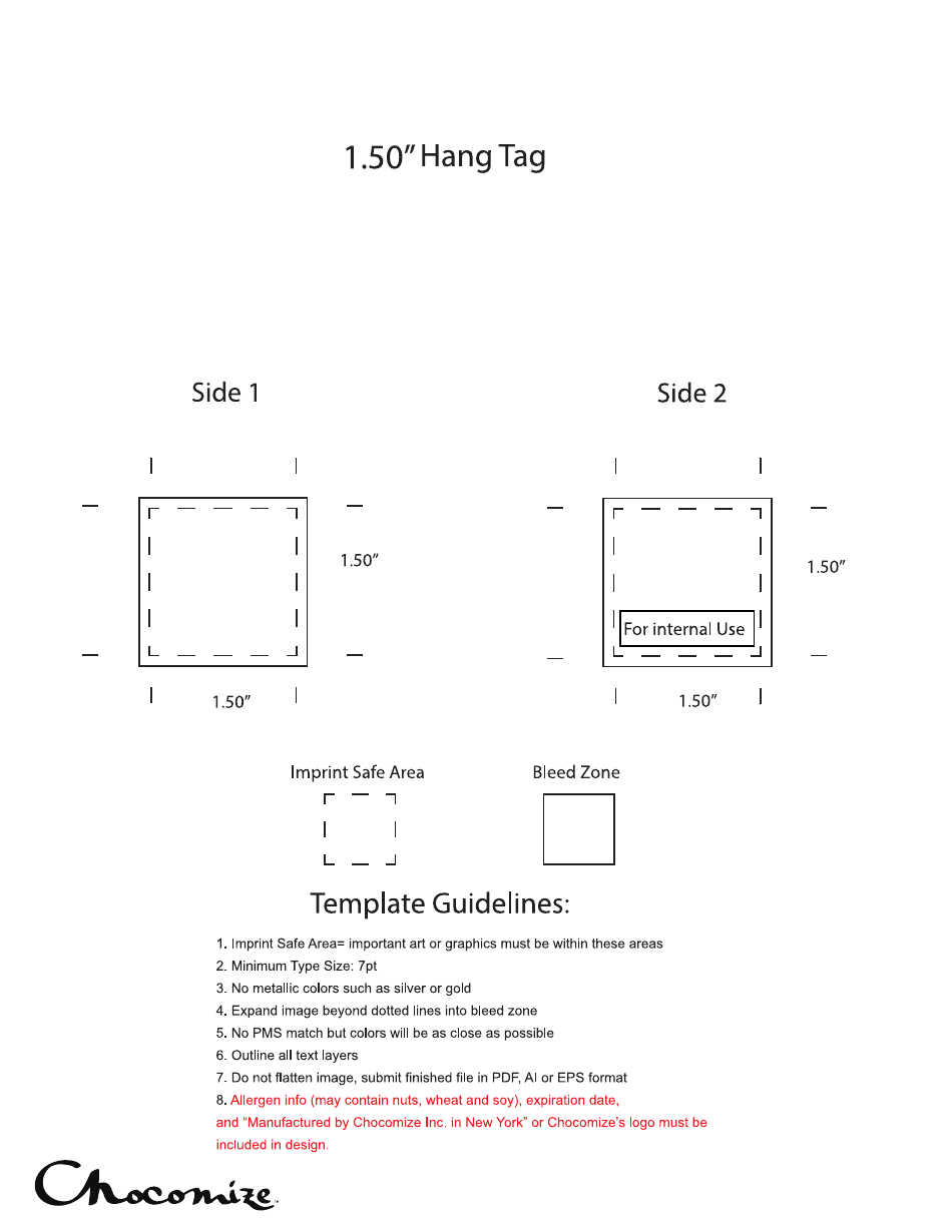 1.50" Hang Tag Template - Chocomize, Inc. Sample Image