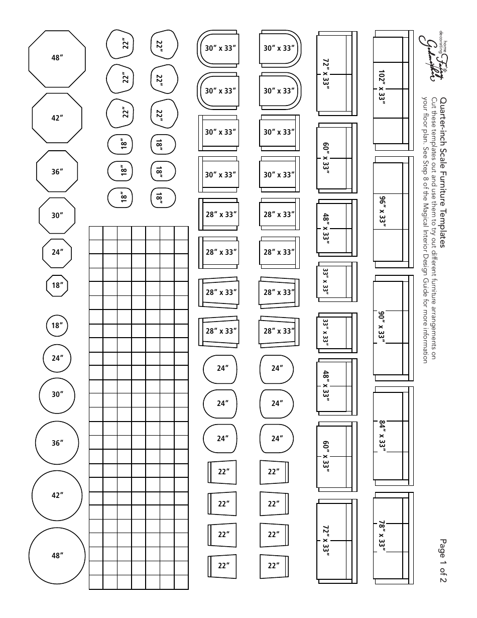 Quarter-Inch Scale Furniture Templates - Fairy Godmother ...