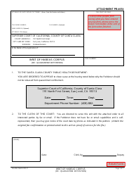 Document preview: Attachment PB-4054 Writ of Habeas Corpus (Re: Quarantine Detention) - County of Santa Clara, California