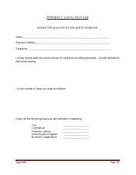 Document preview: Appendix F Mediator Qualification Questionnaire - Butler County, Ohio