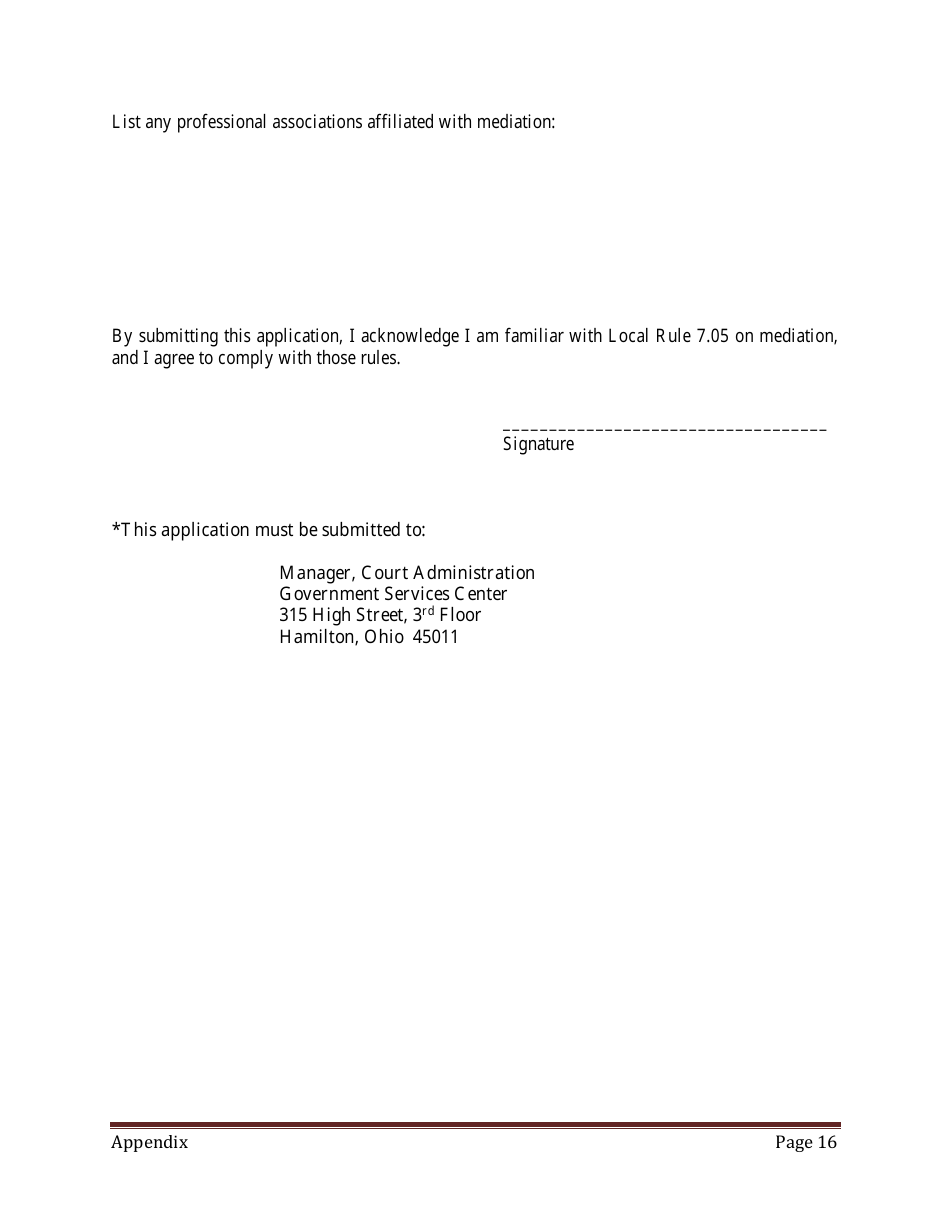 Appendix F Mediator Qualification Questionnaire - Butler County, Ohio, Page 2