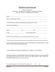 Document preview: Appendix G Application for Approval as Indigent Criminal Defense Counsel - Butler County, Ohio