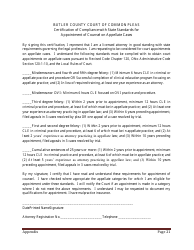 Appendix G Application for Approval as Indigent Criminal Defense Counsel - Butler County, Ohio, Page 5