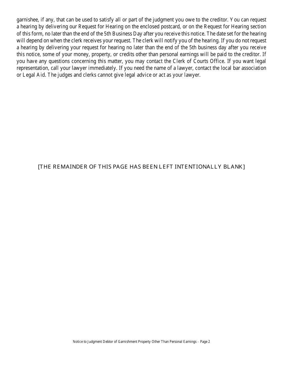 Affidavit in Support of Garnishment of Property Other Than Personal Earnings / Notice to the Judgment Debtor of Garnishment of Property Other Than Personal Earnings - Butler County, Ohio, Page 4