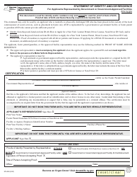 Document preview: Form MV-45A Statement of Identity - for Applicants Represented by Government or Government-Approved Facilities - New York