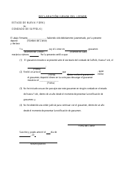 Document preview: Declaracion Jurada Del Lienor - County of Suffolk, New York (Spanish)