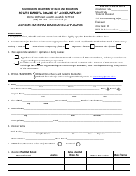 Document preview: Form BOA2 Uniform CPA Initial Examination Application - South Dakota