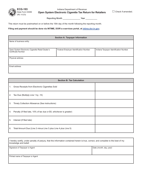 Form ECG-103 (State Form 53089)  Printable Pdf