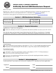 Document preview: Form MJ23-3310 Artificially Derived Cbn Manufacturer Request - Oregon