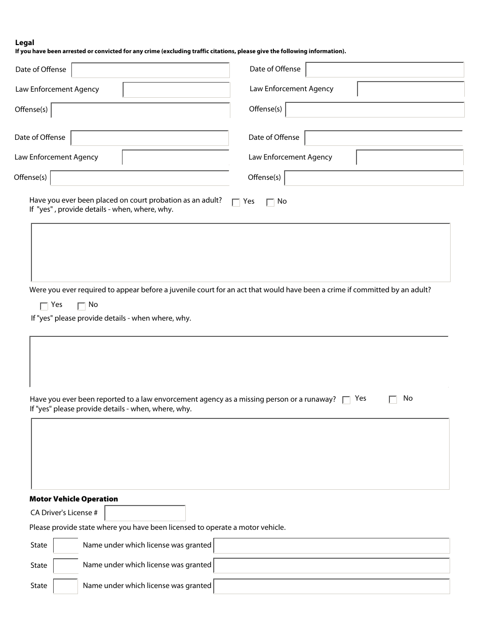 Volunteer Application - Citizens Assisting Police Application - City of Arroyo Grande, California, Page 2