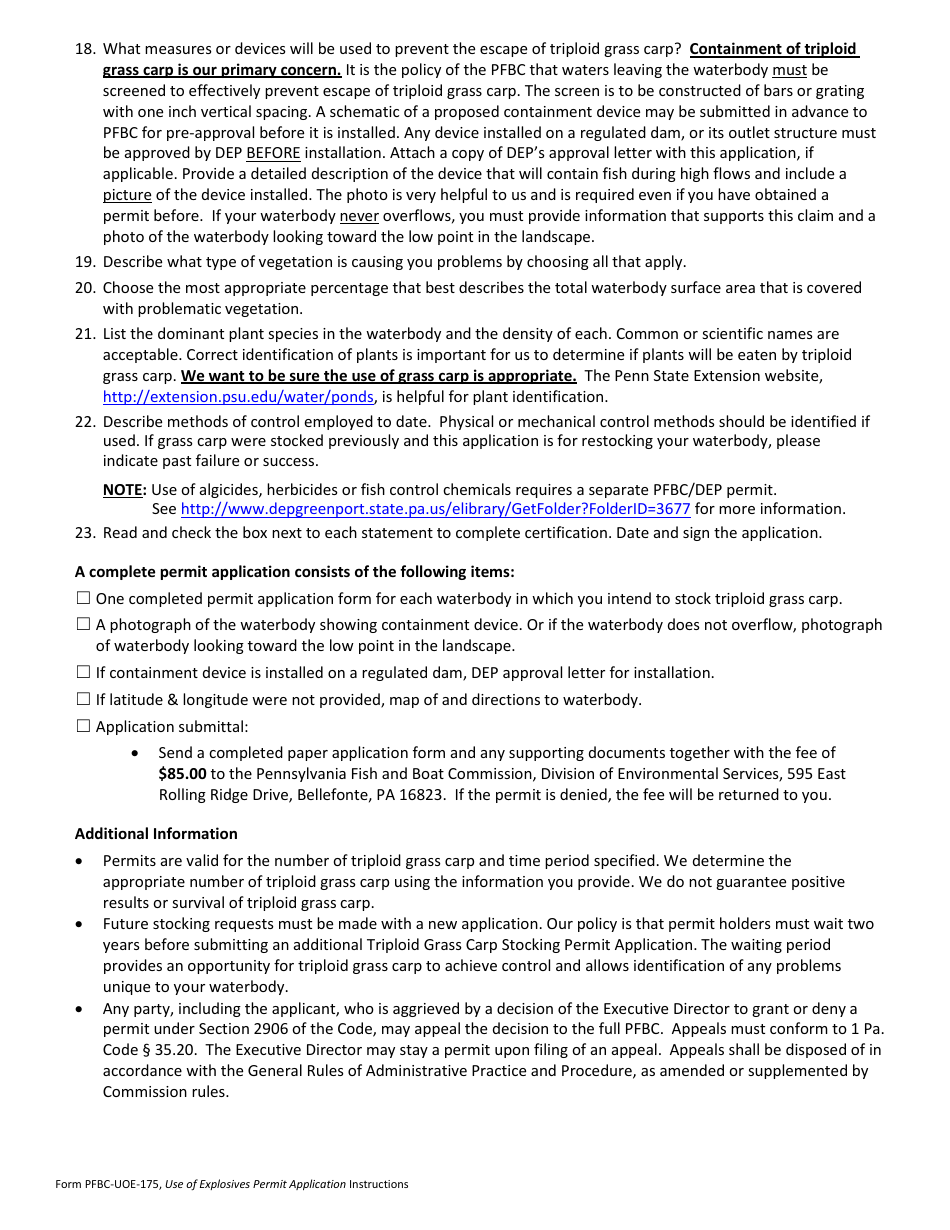 Form PFBC-TGC005 Triploid Grass Carp Stocking Permit Application - Pennsylvania, Page 4