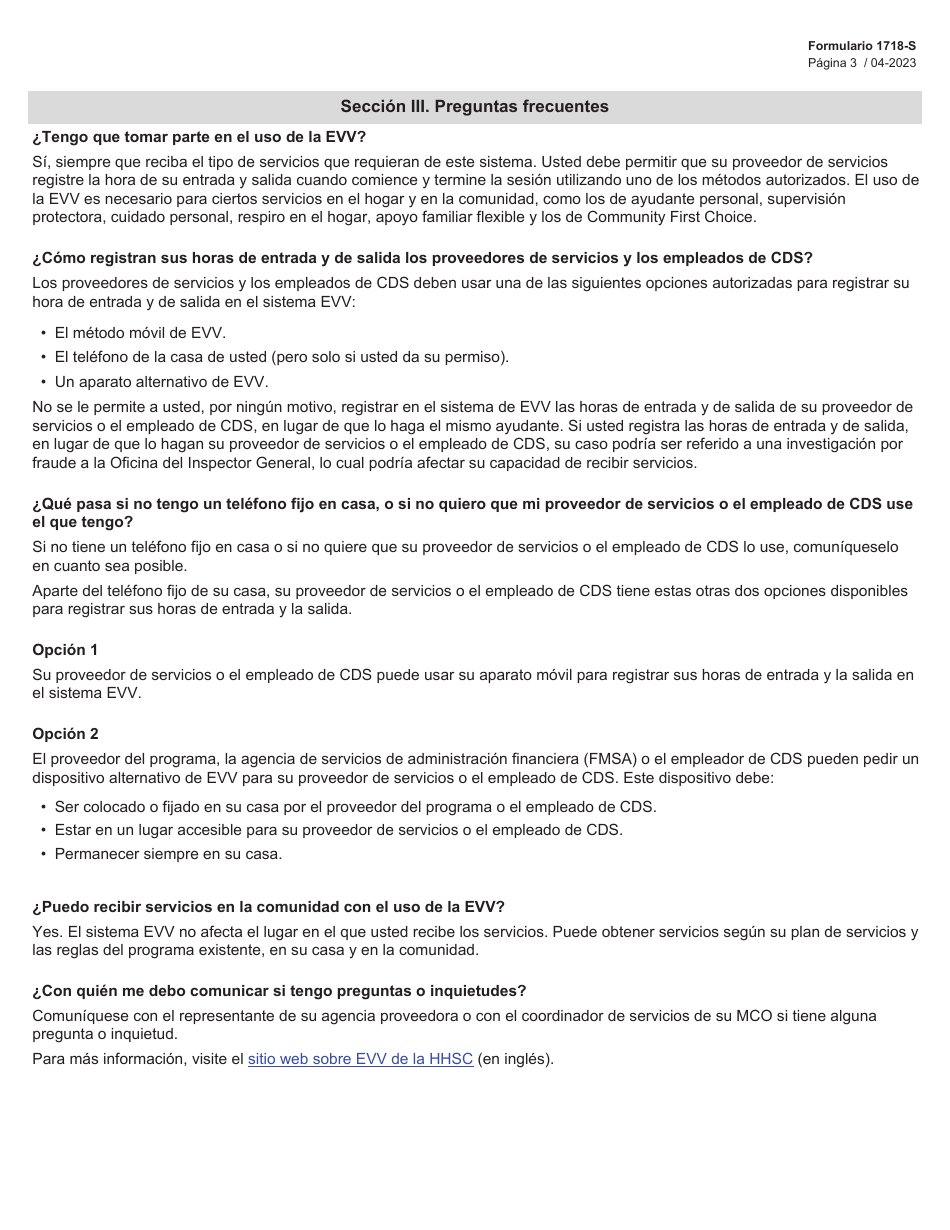 Formulario 1718-S Responsabilidades E Informacion Adicional (Organizacion De Atencion Medica Administrada) - Texas (Spanish), Page 3