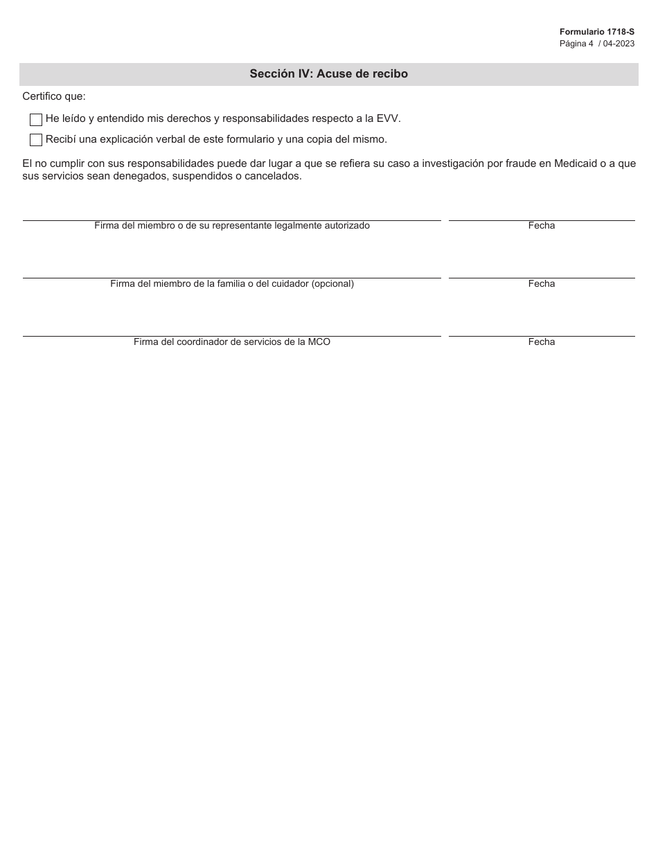 Formulario 1718-S Responsabilidades E Informacion Adicional (Organizacion De Atencion Medica Administrada) - Texas (Spanish), Page 4