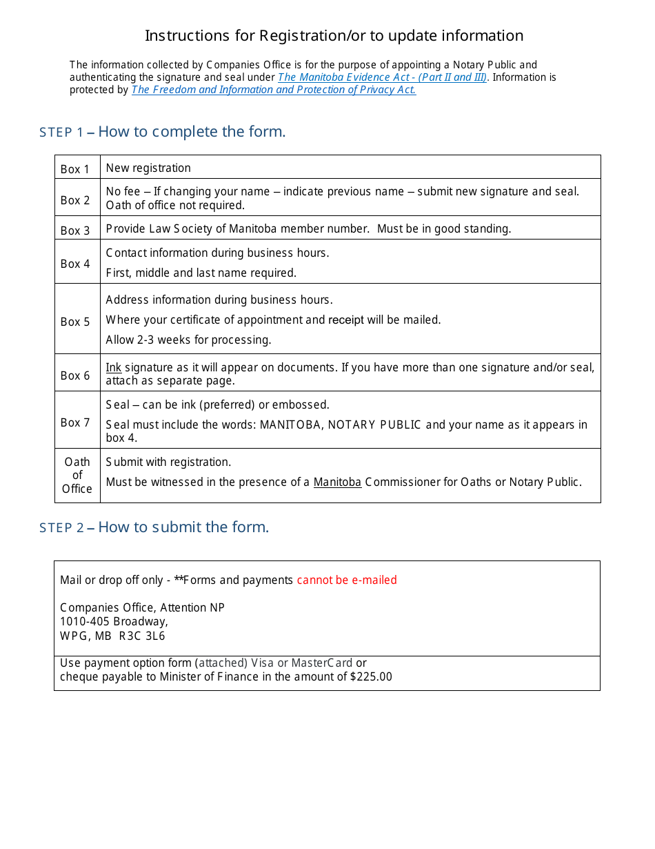 Registration - Update Signature and Seal - Manitoba, Canada, Page 3