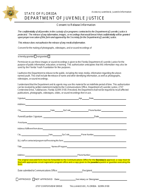 Consent to Release Information - Florida Download Pdf