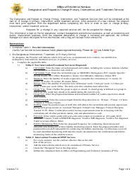 Document preview: Designation and Request to Change Primary, Intervention, and Treatment Services - Florida